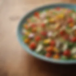 A vibrant salad filled with colorful vegetables and grains