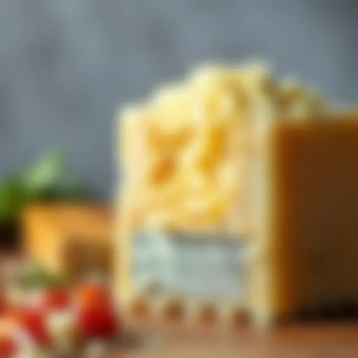 Nutritional Insights of Shredded Parmesan Cheese A nutrition label of shredded parmesan cheese emphasizing its health benefits.