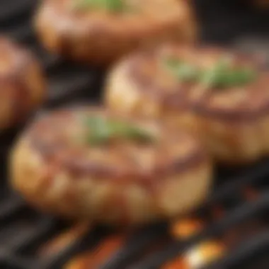 A close-up of Crabbie Patties being grilled to perfection