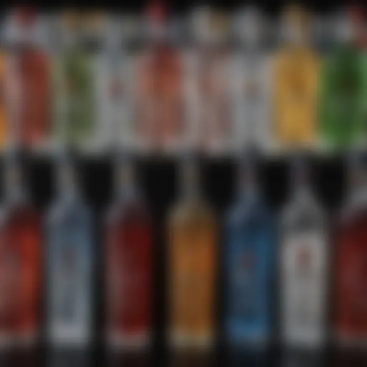 An assortment of premium vodka bottles displayed elegantly