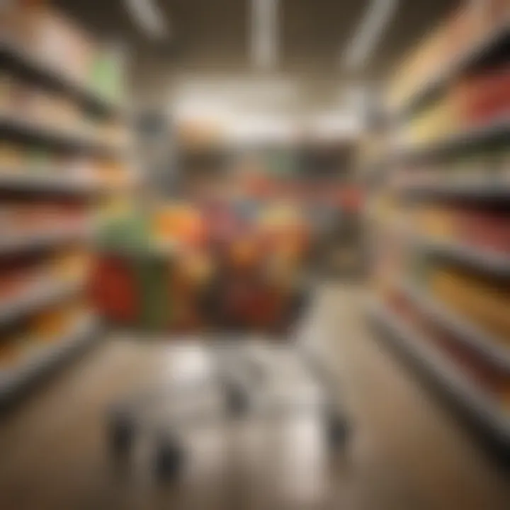 A colorful grocery cart filled with thoughtfully selected items.