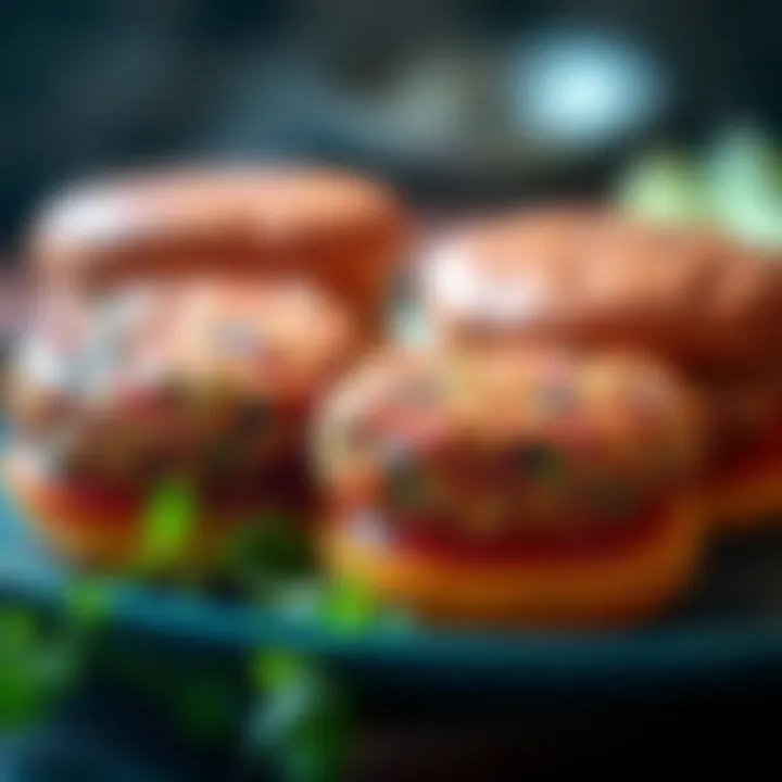 Colorful patties of veggie burger ready for cooking