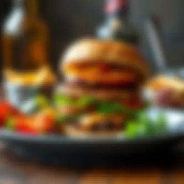 Grilled veggie burger served with toppings