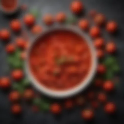Vibrant array of fresh tomatoes and spicy ingredients