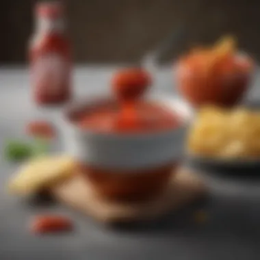 Homemade Spicy Ketchup Delight A colorful bowl filled with homemade spicy ketchup