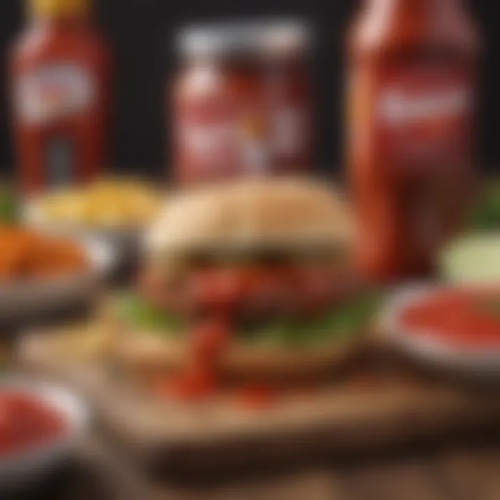 Variety of foods paired with spicy ketchup