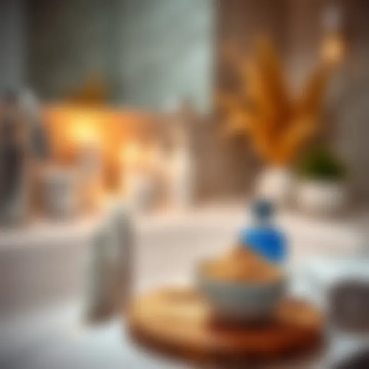 Serene Skincare Environment A serene bathroom setting with skincare products arranged