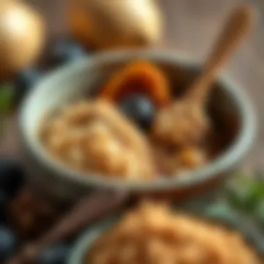 Natural Ingredients for Scrub A bowl filled with natural ingredients for a facial scrub