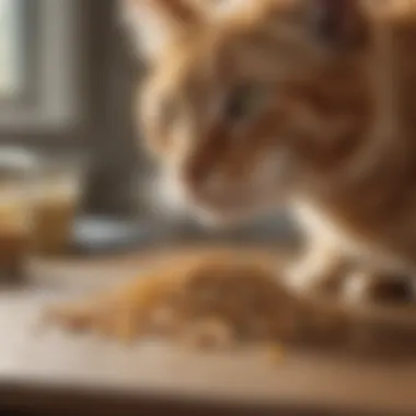 Healthy ingredients for cat treats displayed on a countertop