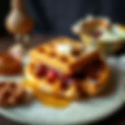 Deliciously golden keto waffles on a rustic plate