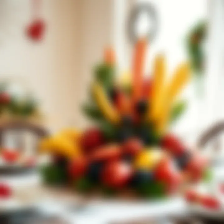 Festive Fruit Centerpiece Creative fruit centerpiece for a festive table setting