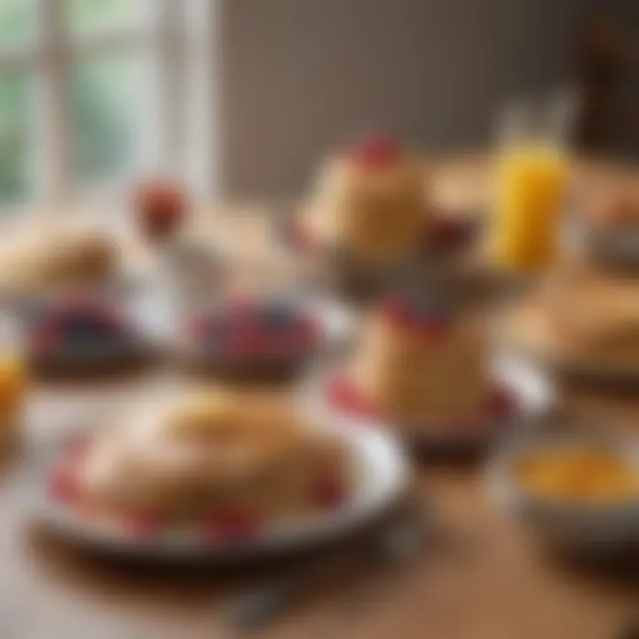 A beautifully arranged breakfast table with pancakes