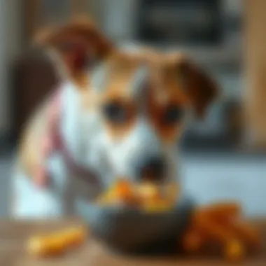 A dog eagerly sniffing a bowl of homemade food