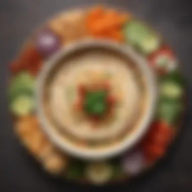Artful Hummus Presentation A beautifully presented hummus dish with garnishes