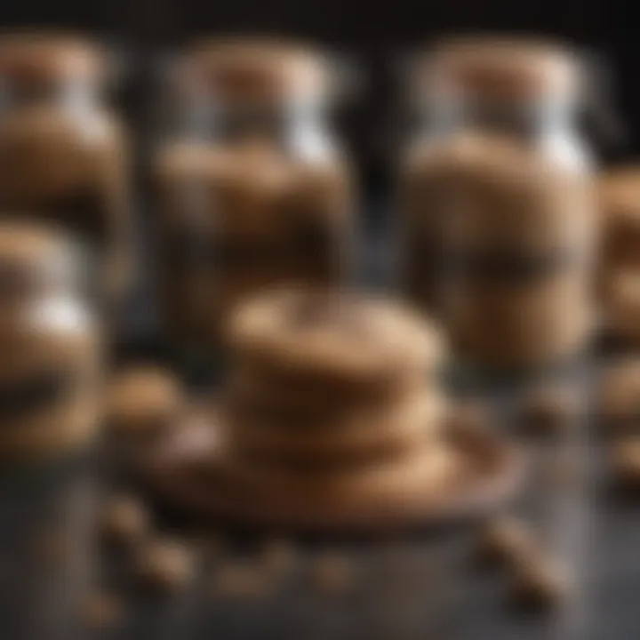 Storage jars filled with mud cookies, emphasizing freshness