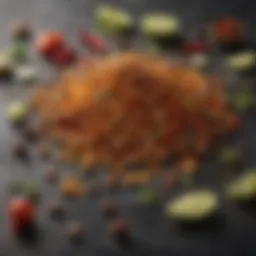 A vibrant array of fresh spices used for seasoning chips