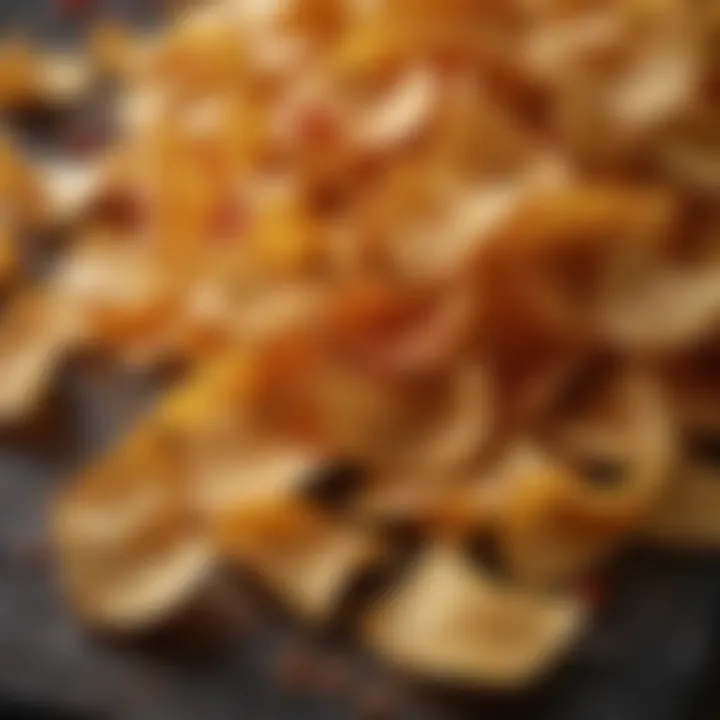 A close-up of the texture of perfectly cooked spicy chips