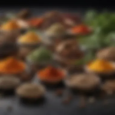 Flavorful Spices and Herbs A close-up of spices and herbs, highlighting the importance of flavor combinations