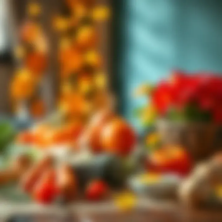 Seasonal Ingredients for Easter Celebration Vibrant seasonal ingredients displayed elegantly on a table