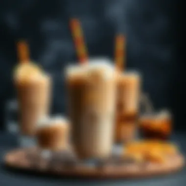 Exploring Flavorful Variations An artistic presentation of various iced coffee variations