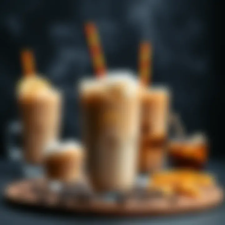 Exploring Flavorful Variations An artistic presentation of various iced coffee variations