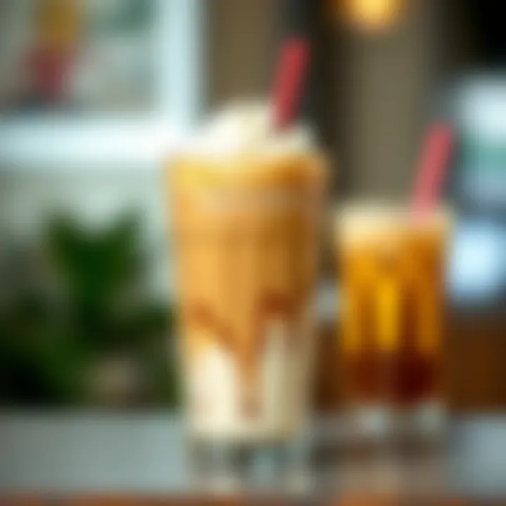 Visual Delight of Iced Coffee Perfection Chilled glass of iced coffee with cream