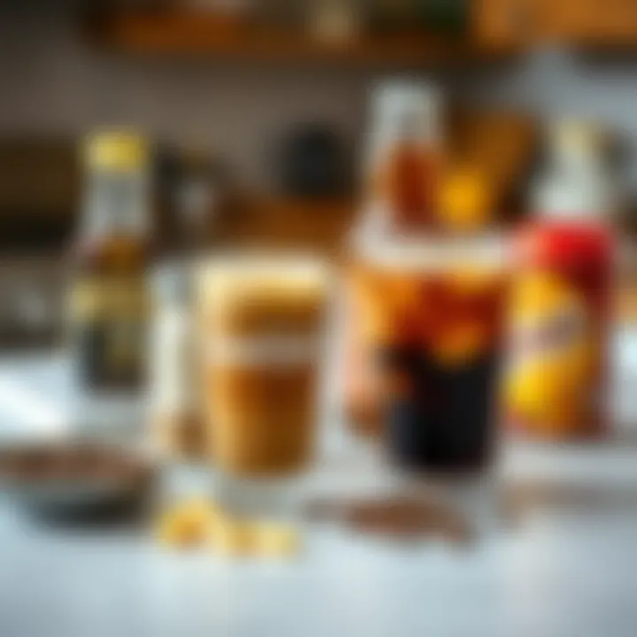 Key Ingredients for Your Iced Coffee Essential ingredients laid out on a kitchen table