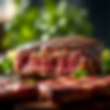 A perfectly grilled medium steak with a juicy pink center