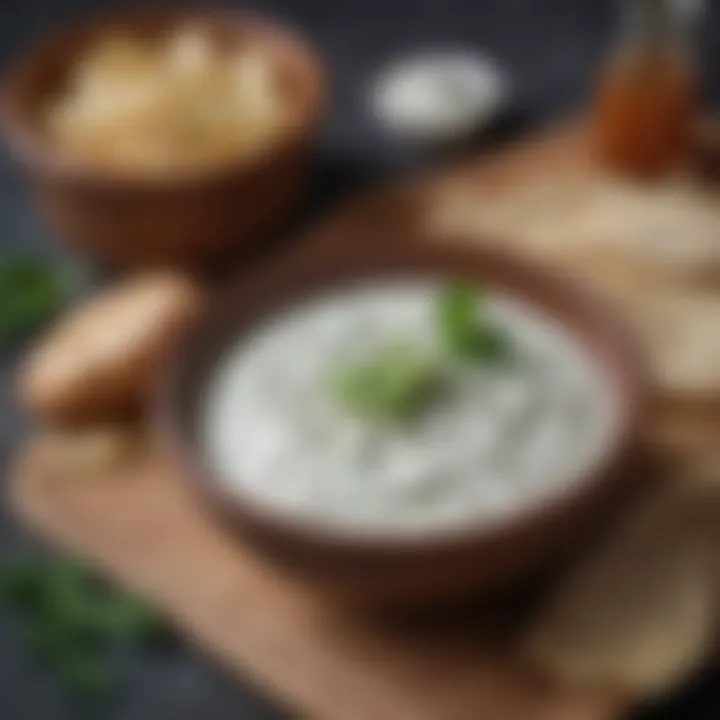 Flavorful tzatziki sauce in a bowl