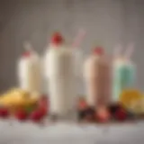 A vibrant array of fresh ingredients for milkshake making