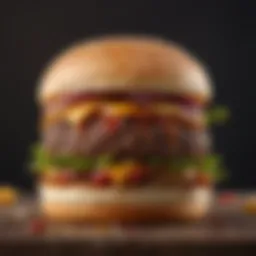 A beautifully plated gourmet burger showcasing gourmet toppings and sauces