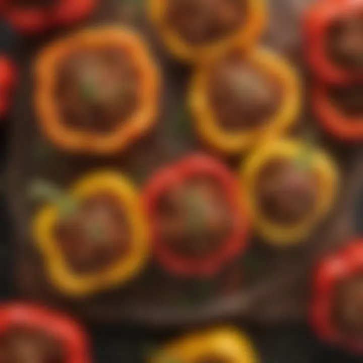 A colorful array of stuffed bell peppers filled with flavorful ground beef mixture