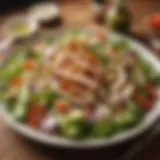 Hearty chicken salad with fresh vegetables and a tangy dressing