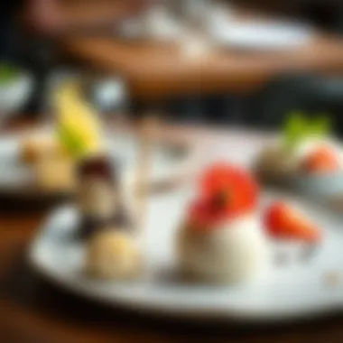 An artistic dessert plate featuring a fusion of flavors and textures, beautifully arranged