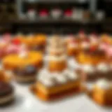A stunning array of gourmet pastries displayed elegantly on a marble countertop