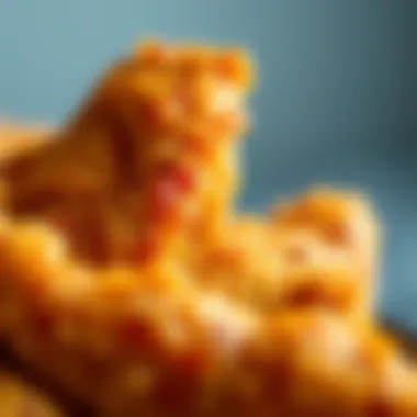 Texture and Flavor of KFC Chicken A close-up of golden, crispy KFC chicken with spices