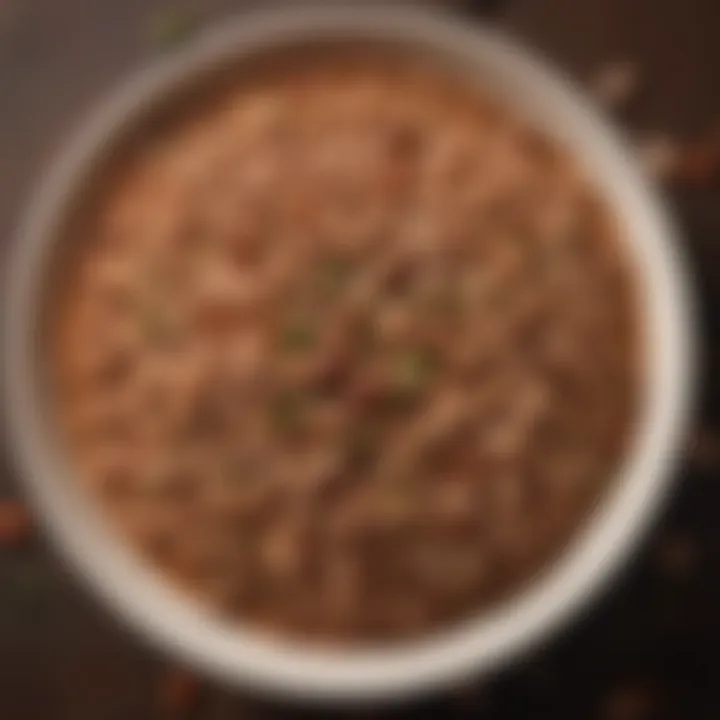 Close-up of pinto beans on a gourmet plate