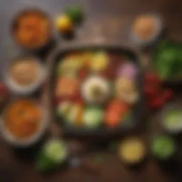 Nutritious lunch spread with vibrant vegetables and whole grains