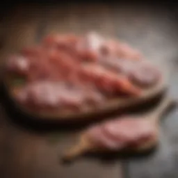 Elegant assortment of cured meats displayed artfully