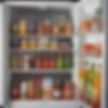 An organized mini fridge filled with snacks and beverages