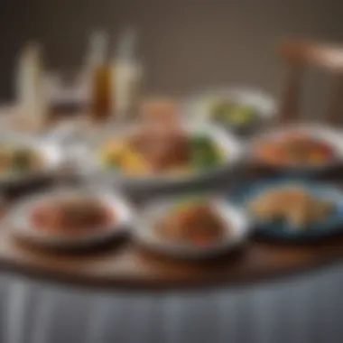 Artful Meal Presentation A serene dining setup with various healthy dishes presented attractively