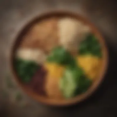 Nutritional Grain Medley A beautifully arranged plate of whole grains, legumes, and greens
