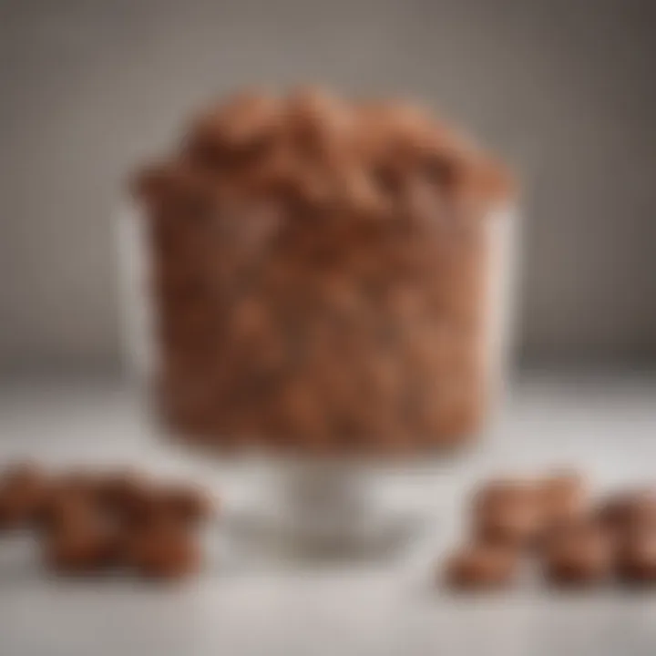 An elegant display of praline pecans showcased in a decorative jar.