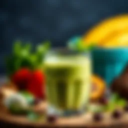 Vibrant green smoothie in a glass with fresh ingredients