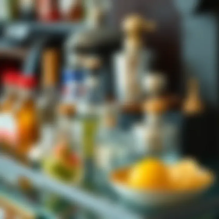 Organized Essentials on a Bar Cart Close-up of bar cart organization with tools and mixers