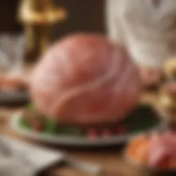 Elegant spiral ham presentation on a festive table