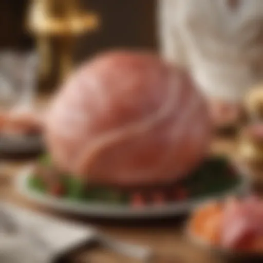 Elegant spiral ham presentation on a festive table