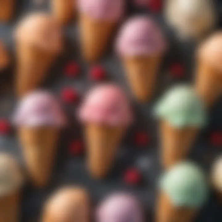 An array of sugar-free ice cream flavors showcasing vibrant colors