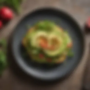 A plate featuring avocado toast garnished with radishes and microgreens