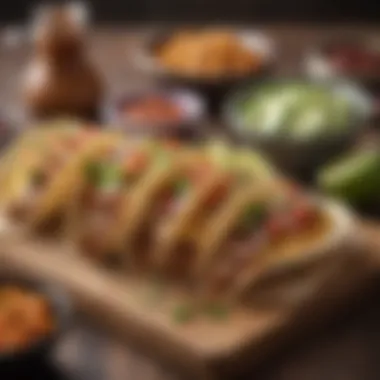 Delicious Pork Tacos Showcase Artfully arranged pork tacos with fresh toppings